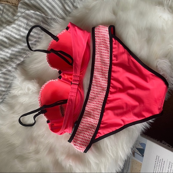 Coral bikini set swimsuit set - Picture 3 of 8